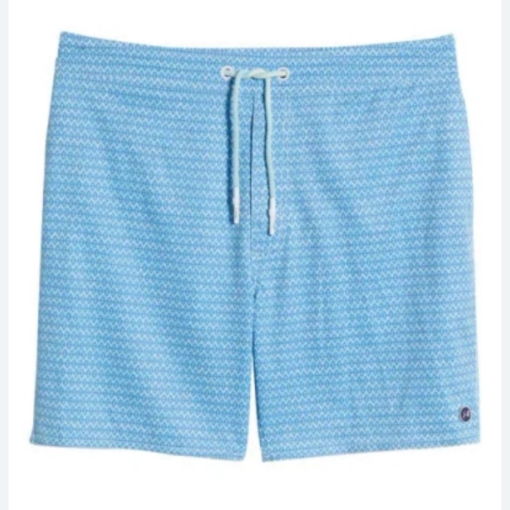 Johnnie-o Swim Malibu Light Blue Patterned Men’s Swim Trunks XXL